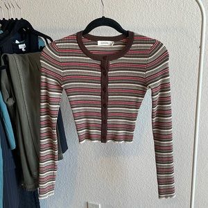 Glassons Striped Rib Knit Caridgan